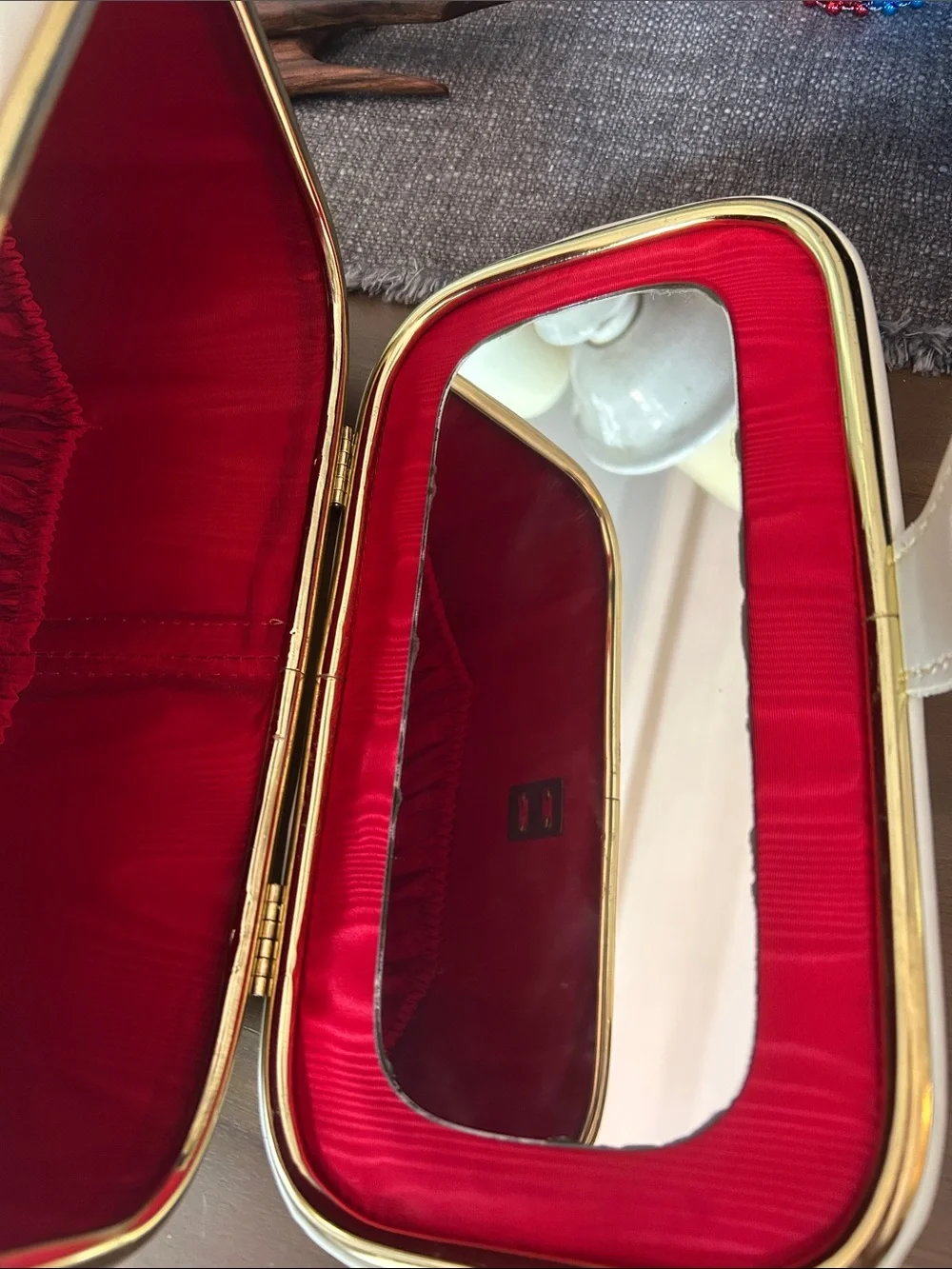 1960s Vintage Mary Kay Cream Cosmetic Case with Gold Hardware